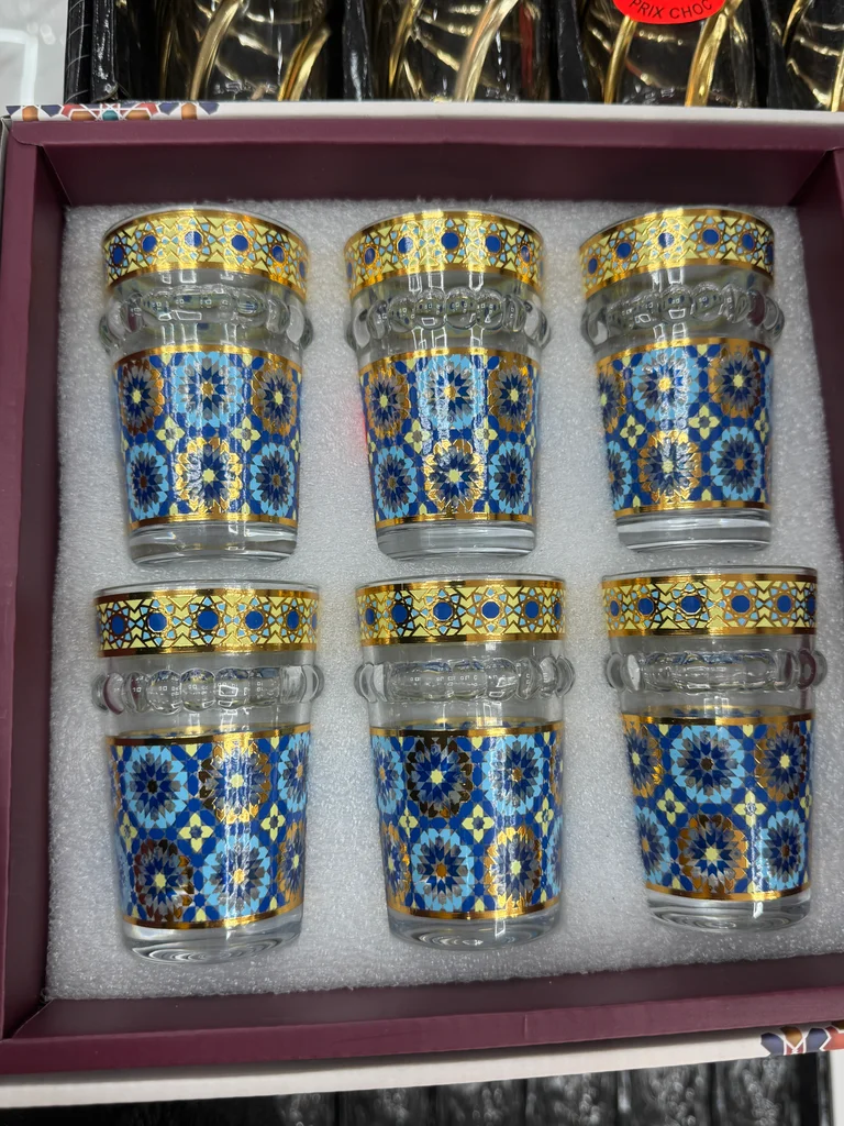À vendre : Lot de 6 verres à thé orientaux – Bleu & Doré – 15€ – photo 8